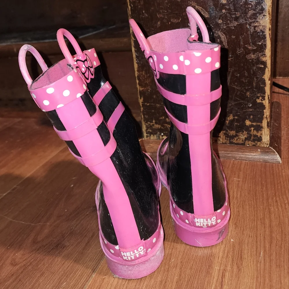 Hello Kitty Black & Pink and Black Rain Boots